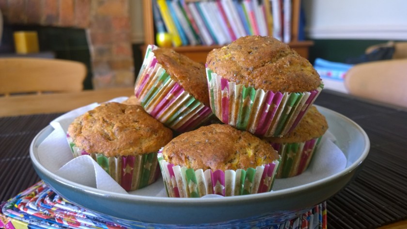 Courgette, lemon and seeds drizzle muffins