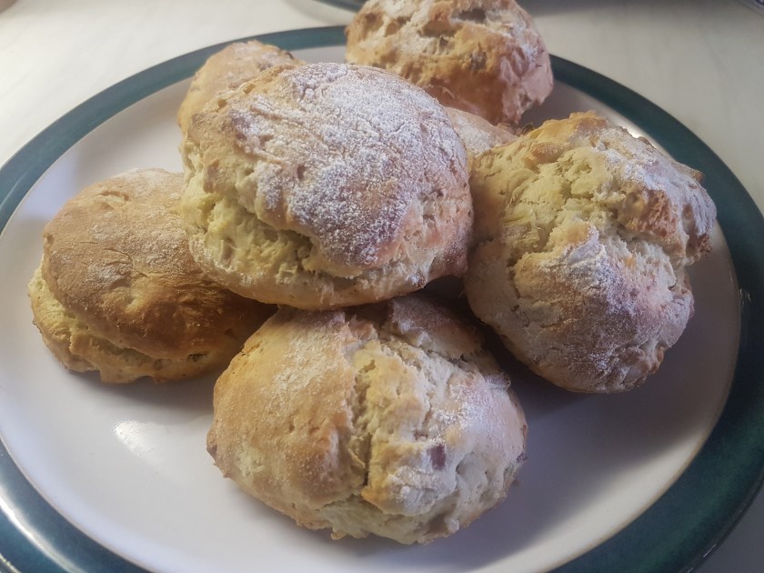 rhubarb and ginger scones all